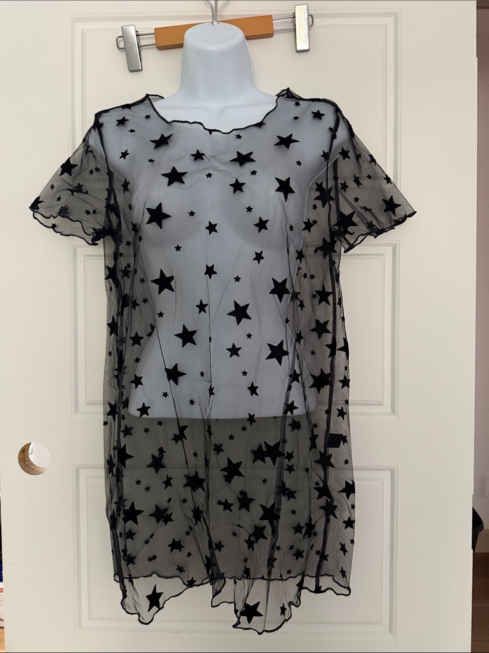 SHEIN Black Star Mesh Chemise